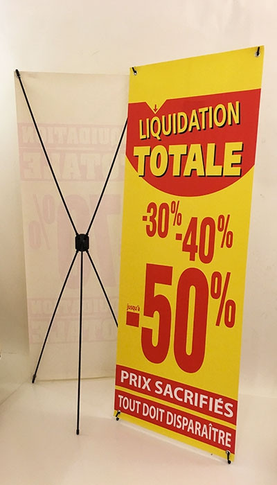 Bâche LIQUIDATION TOTALE  L60 H 160 cm avec support 5 branches