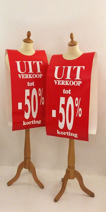 Poster mannequin  "UITVERKOOP tot -50%" L40 H168 cm