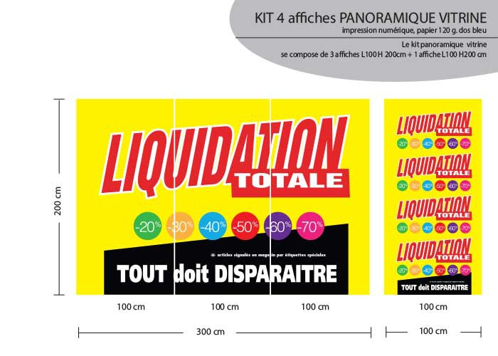 KIT DE 4 AFFICHES PANO  L300+100 H 200cm