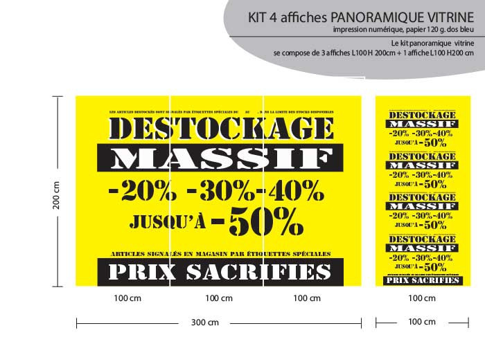 KIT DE 4 AFFICHES PANO  L300+100 H 200cm