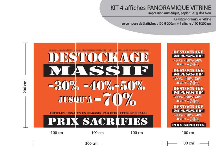 KIT DE 4 AFFICHES PANO  L300+100 H 200cm