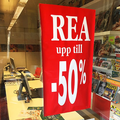 Poster REA app Till 50% L40 H78cm 