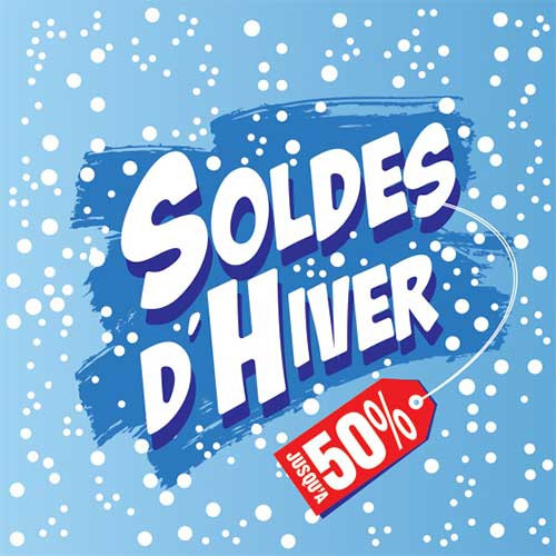 Affiche papier SOLDES D'HIVER  L50 H50cm