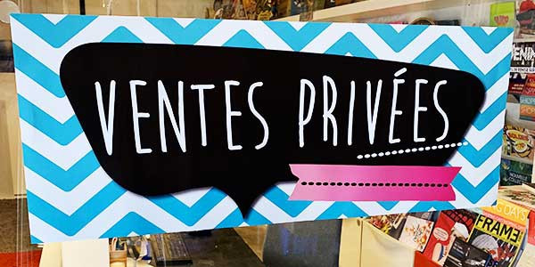 Affiche  VENTES PRIVEES  L80 H30 cm