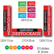 Kit de 9 affiches DESTOCKAGE et 315 stickers
