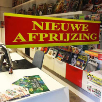 Poster  "NIEUWE AFPRIJZING" L82 H20cm