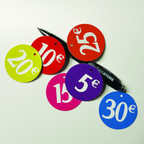 150 etiquettes carton 5,10,15,20,25,30€  L50 H50 mm