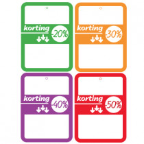 300 Etiketten "KORTING" %, L50  H70 mm