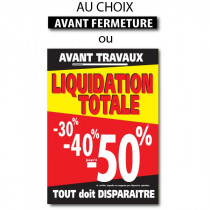 Sticker adhésif "LIQUIDATION TOTALE-50% " L100 H140 cm