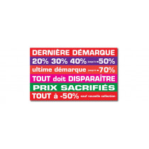 Sticker adhésif "dernière demarque..." L65 H39 cm