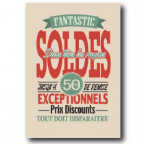 Affiche vintage "SOLDES"  L70 H100 cm