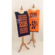 Affiche mannequin  "SOLDES jusqu'à -50%" L40 H168 cm