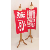 Affiche mannequin  "SOLDES jusqu'à -50%" L40 H168 cm