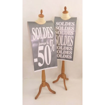 Affiche mannequin  "SOLDES jusqu'à -50%" L40 H168 cm