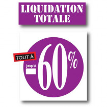 Kit de 3 affiches "LIQUIDATION TOTALE JUSQU'A ou TOUT A  -60%"