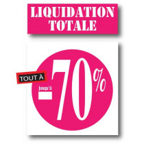 Kit de 3  affiches "LIQUIDATION TOTALE JUSQU'A ou TOUT A -70%"