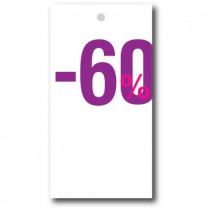 Paquet de 100 étiquettes carton "-60%" L50 H95 mm
