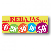 Cartel REBAJAS %, 115 x 40 cm