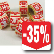 Rouleau de 500 étiquettes adhésives "35%" 35mm