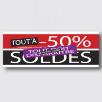 Affiche "SOLDES tout à -50 %" L95 H35 cm