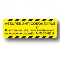 Sticker de sol jaune MESURES ANTI CORONA  32 H11cm