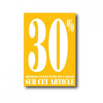 Paquet de 100 étiquettes carton "30%" L60 H85 mm