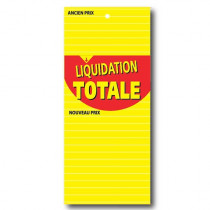 100 étiquettes papier "LIQUIDATION TOTALE" L60 H138 mm