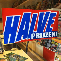 Poster  "HALVE PRIJZEN" L58 H29cm