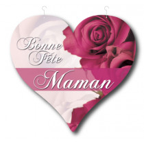 Coeur carton "Bonne fête maman" L48 H46 cm