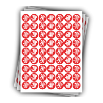 189 stickers rouges assortis 10%20%30%40%50%60%70%