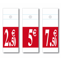 60 étiquettes cintre "2.5€ - 5€ -7.5€" L50 H140 mm