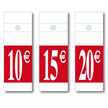 60 étiquettes cintre "10€ -15€ -20€" L5 H14 cm