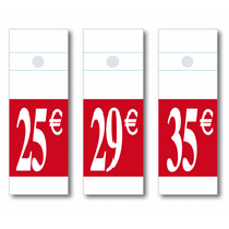 60 étiquettes cintre "25€ -29€ -35€" L50 H140 mm