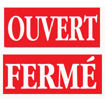 Carton "OUVERT - FERME" L34 H14 cm