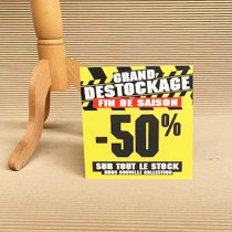Panneau à poser "GRAND DESTOCKAGE FIN DE SAISON" -50% 25 H 25  cm