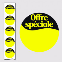 1000 Stickers "OFFRE SPECIALE" 40 mm jaune fluo