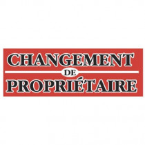 Affiche "CHANGEMENT DE PROPRIÉTAIRE" fluo L115 H40 cm