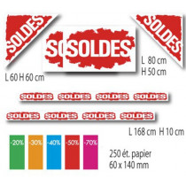 KIT 6 affiches SOLDES, 250 etiquettes papier 