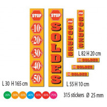 Kit de 7 affiches "SOLDES" et 315 stickers