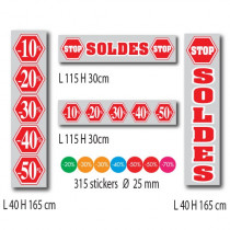 Kit de 9 affiches "SOLDES" et 315 stickers