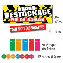 Kit de 2 affiches GRAND DESTOCKAGE 500 étiquettes et 315 stickers 