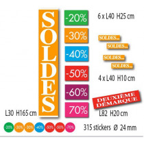 Kit de 12 affiches "SOLDES" et 315 stickers