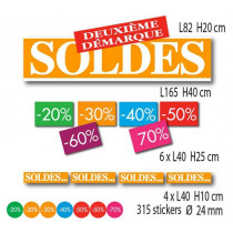 Kit de 12 affiches "SOLDES" et 315 stickers