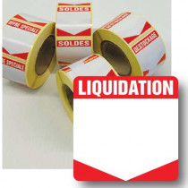 Rouleau de 500 étiquettes adhésives "LIQUIDATION" 35mm