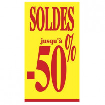 Affiche "SOLDES jusqu'à -50%" L40 H73 cm