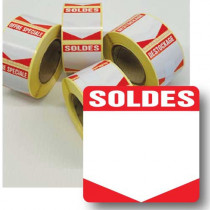 Rouleau de 500 étiquettes adhésives "SOLDES" 35mm
