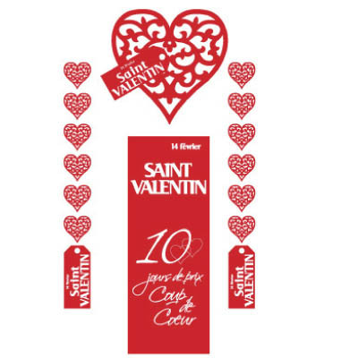 kit de 3 cartons Saint Valentin et 1 affiche 