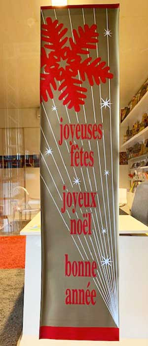 Affiche "joyeuses fêtes, joyeux Noël, bonne année" L40 H170 cm