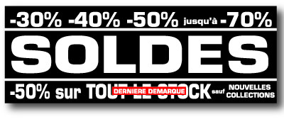 Affiche " SOLDES" XXL .  L280 H100 cm