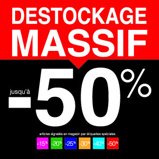 Sticker pour table IKEA Lack "DESTOCKAGE MASSIF -50%" L55 H55 cm